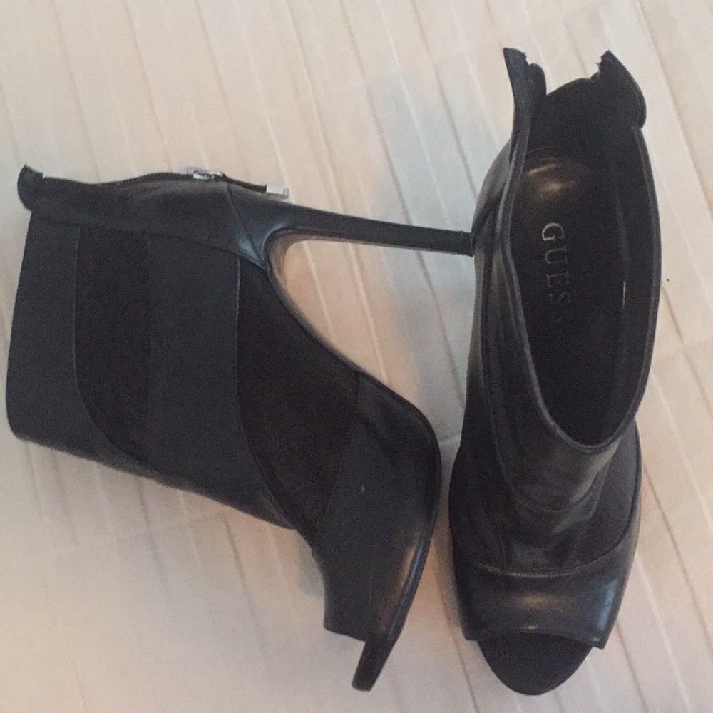 Black mesh booties.